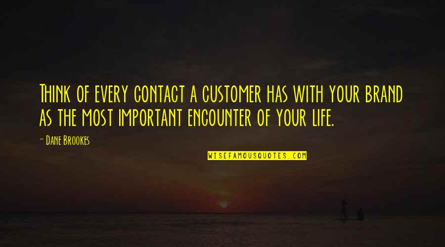 Famous Money And Power Quotes By Dane Brookes: Think of every contact a customer has with