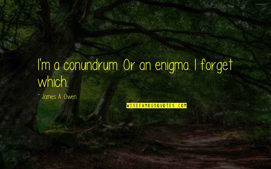 Famous Most Used Quotes By James A. Owen: I'm a conundrum. Or an enigma. I forget