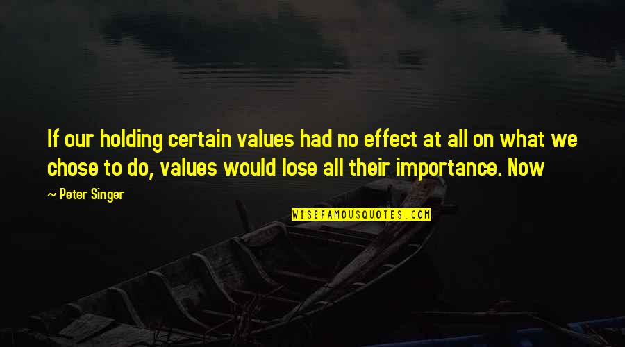 Famous New Age Quotes By Peter Singer: If our holding certain values had no effect