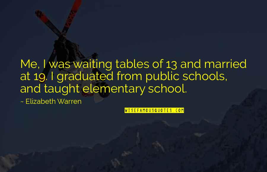 Famous Nordic Quotes By Elizabeth Warren: Me, I was waiting tables of 13 and
