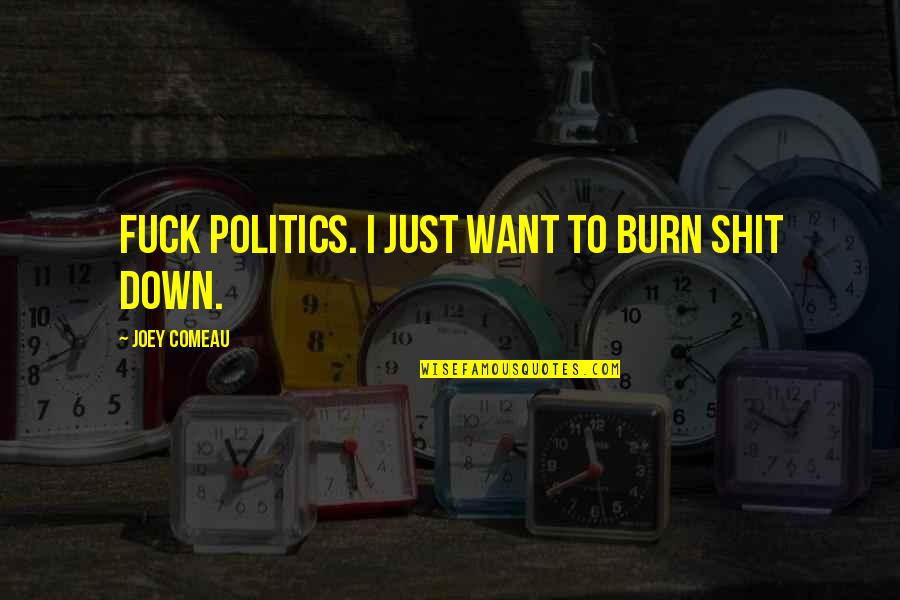 Famous Nouns Quotes By Joey Comeau: Fuck politics. I just want to burn shit