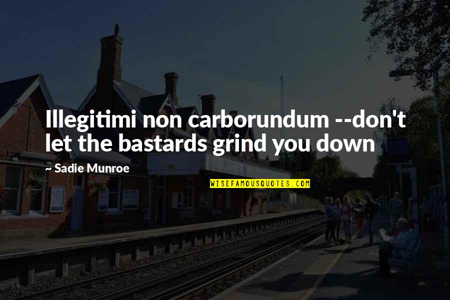 Famous Oddball Quotes By Sadie Munroe: Illegitimi non carborundum --don't let the bastards grind