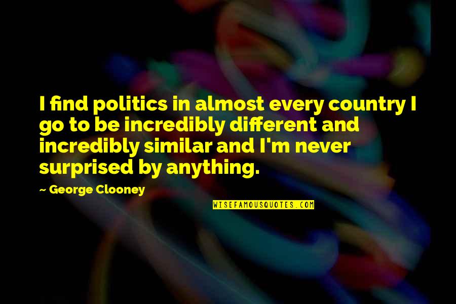 Famous Options Quotes By George Clooney: I find politics in almost every country I Famous Options Quotes By George Clooney: I find politics in almost every country I