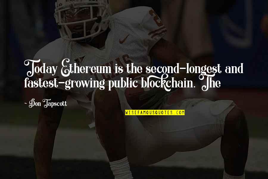 Famous Paleontology Quotes By Don Tapscott: Today Ethereum is the second-longest and fastest-growing public