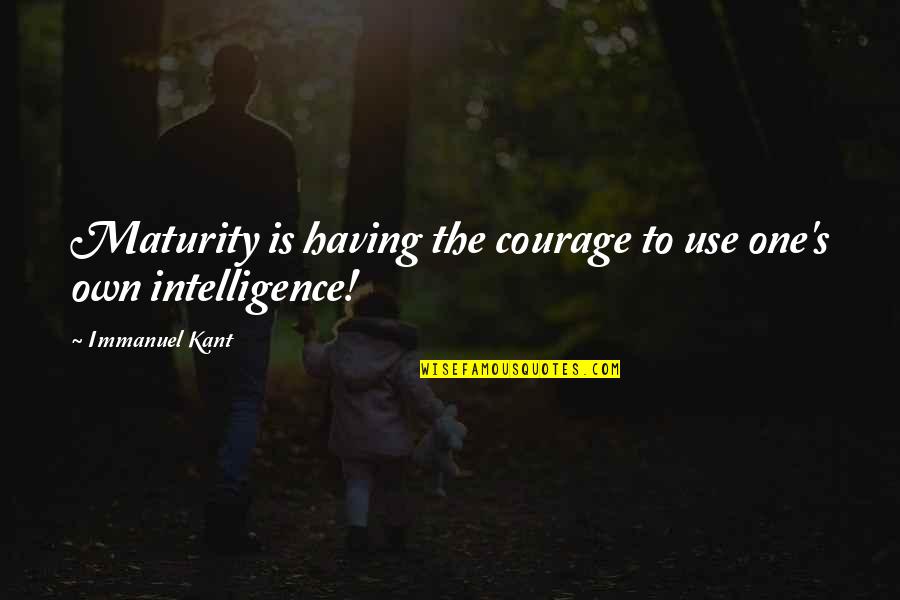 Famous Pin Up Quotes By Immanuel Kant: Maturity is having the courage to use one's