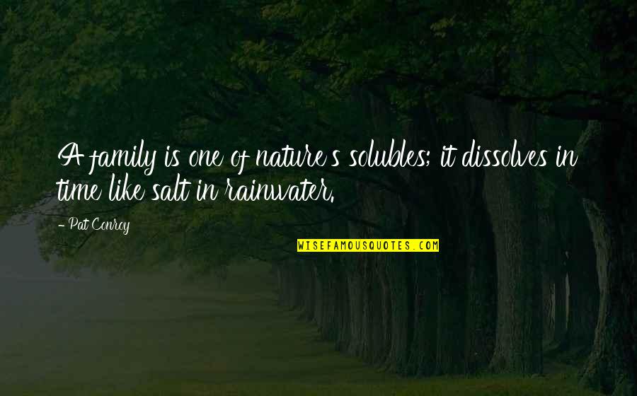Famous Platonic Quotes By Pat Conroy: A family is one of nature's solubles; it