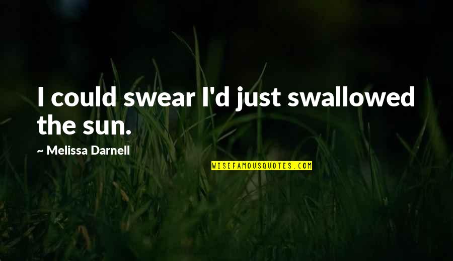 Famous Pop Culture Quotes By Melissa Darnell: I could swear I'd just swallowed the sun.