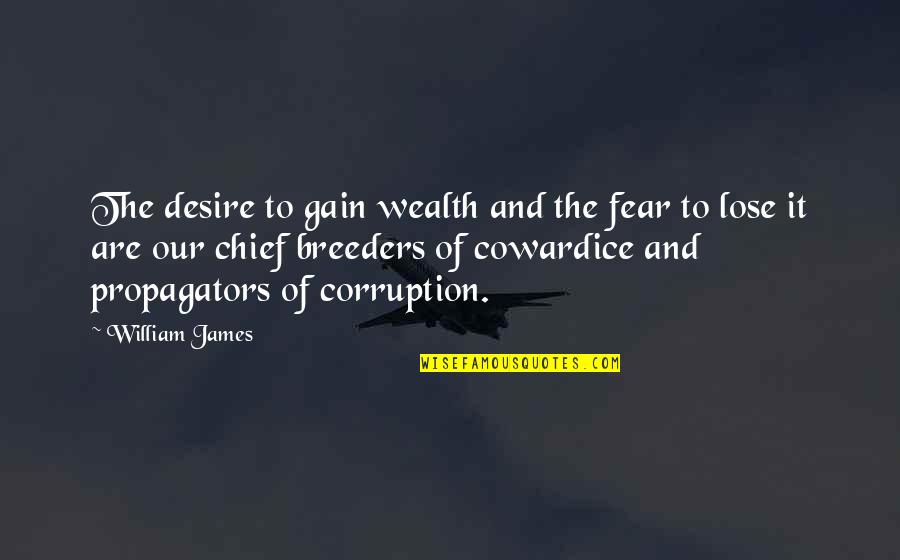 Famous Public Safety Quotes By William James: The desire to gain wealth and the fear