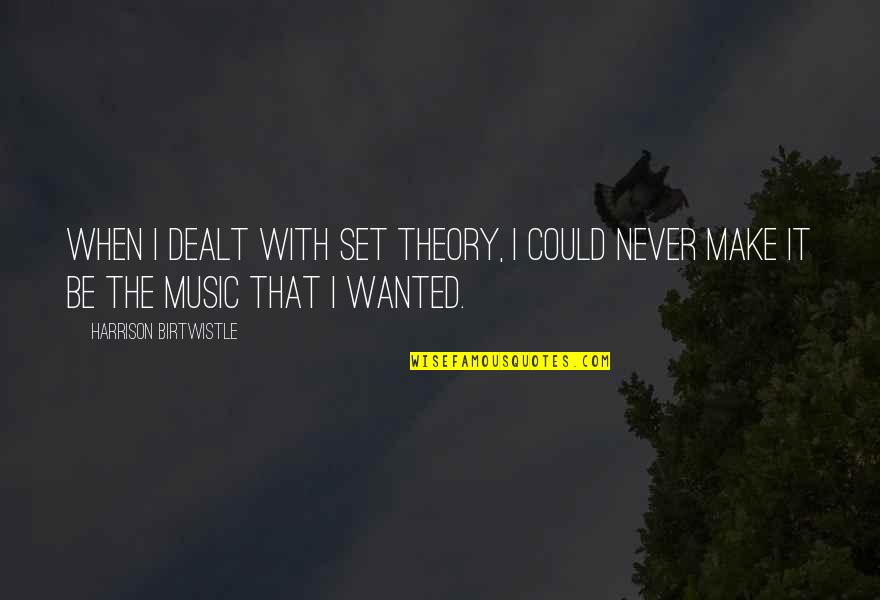 Famous Raphael Quotes By Harrison Birtwistle: When I dealt with set theory, I could