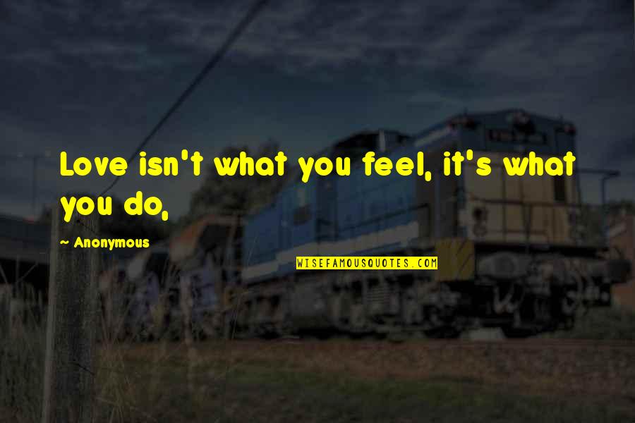 Famous Reddington Quotes By Anonymous: Love isn't what you feel, it's what you