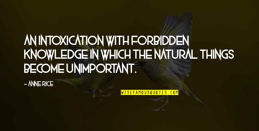 Famous Rites Of Passage Quotes By Anne Rice: An intoxication with forbidden knowledge in which the