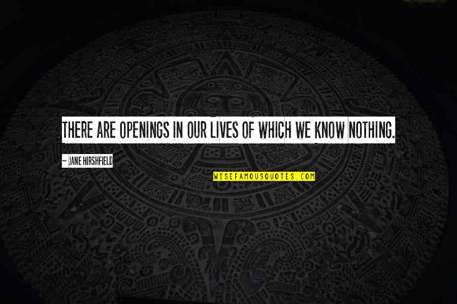 Famous Russian Mafia Quotes By Jane Hirshfield: There are openings in our lives of which