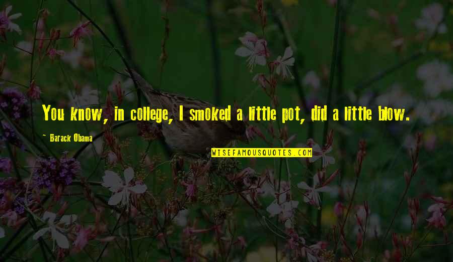 Famous Sf Quotes By Barack Obama: You know, in college, I smoked a little