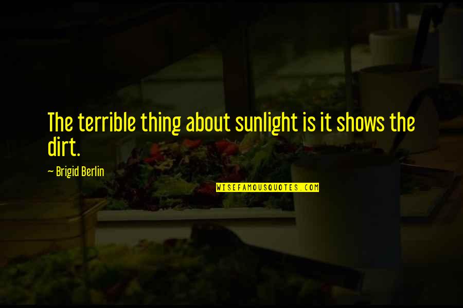 Famous Short Teaching Quotes By Brigid Berlin: The terrible thing about sunlight is it shows