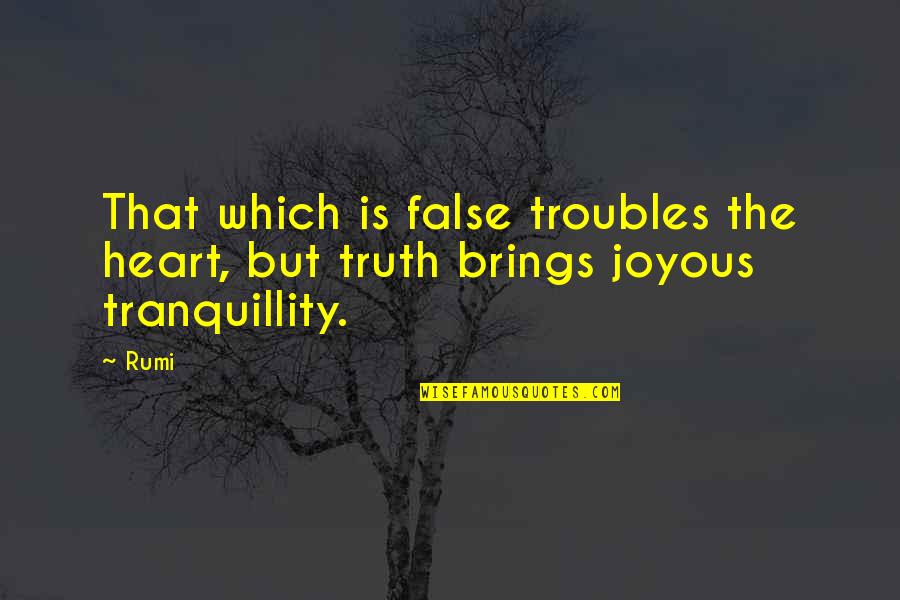 Famous Sunderland Quotes By Rumi: That which is false troubles the heart, but