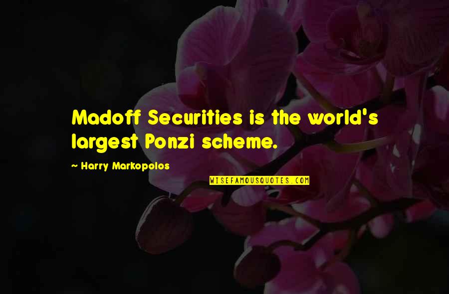 Famous Tardiness Quotes By Harry Markopolos: Madoff Securities is the world's largest Ponzi scheme.