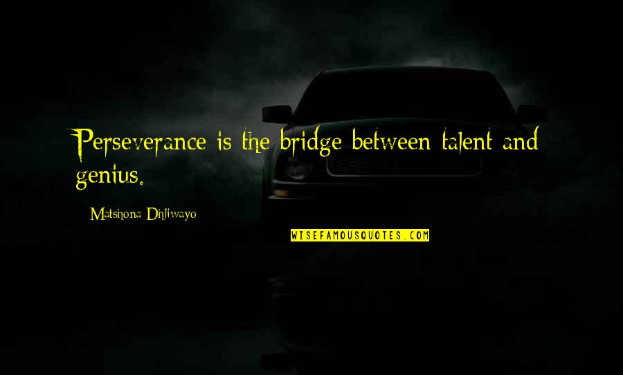 Famous Texas Revolution Quotes By Matshona Dhliwayo: Perseverance is the bridge between talent and genius.