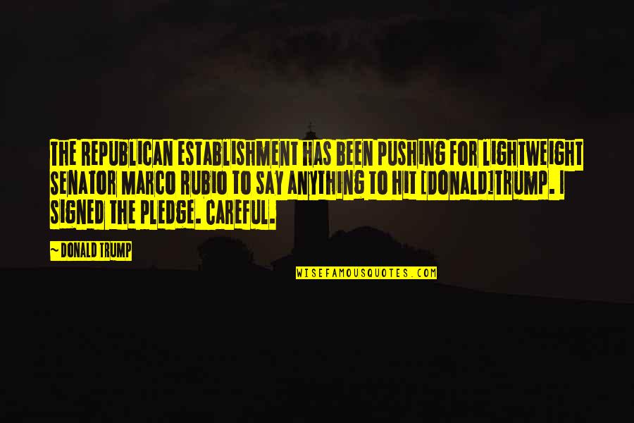 Famous Thomas Chalmers Quotes By Donald Trump: The Republican establishment has been pushing for lightweight Famous Thomas Chalmers Quotes By Donald Trump: The Republican establishment has been pushing for lightweight