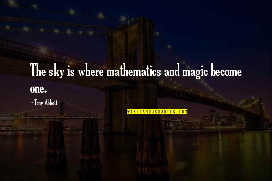 Famous Trademark Quotes By Tony Abbott: The sky is where mathematics and magic become