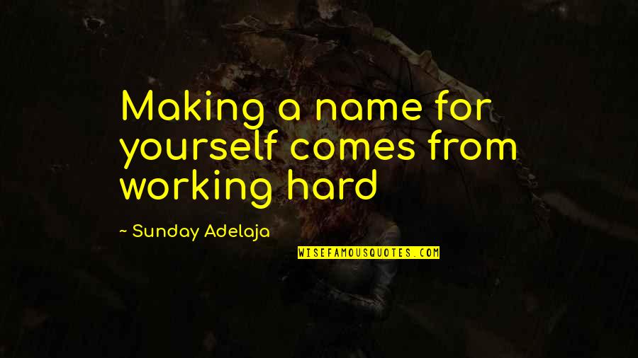 Famous U.s History Quotes By Sunday Adelaja: Making a name for yourself comes from working