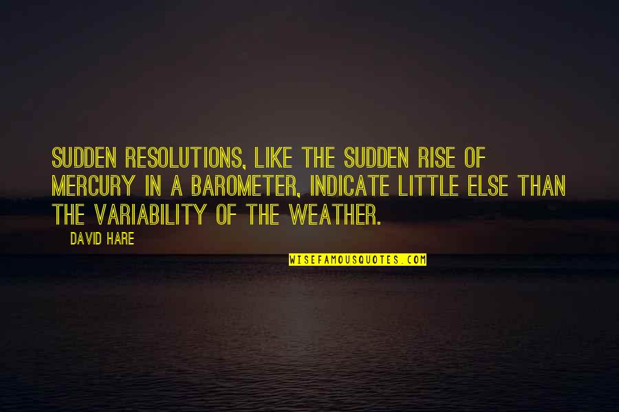 Famous Unc Basketball Quotes By David Hare: Sudden resolutions, like the sudden rise of mercury Famous Unc Basketball Quotes By David Hare: Sudden resolutions, like the sudden rise of mercury