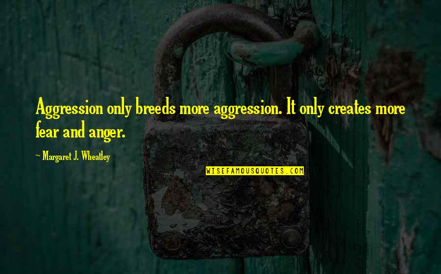 Famous Universities Quotes By Margaret J. Wheatley: Aggression only breeds more aggression. It only creates