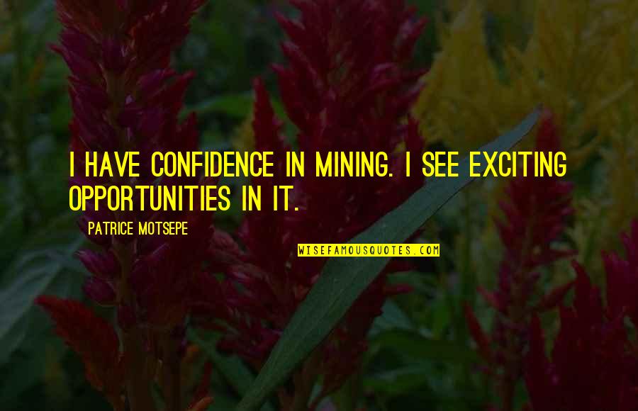 Famous Unspoken Quotes By Patrice Motsepe: I have confidence in mining. I see exciting Famous Unspoken Quotes By Patrice Motsepe: I have confidence in mining. I see exciting