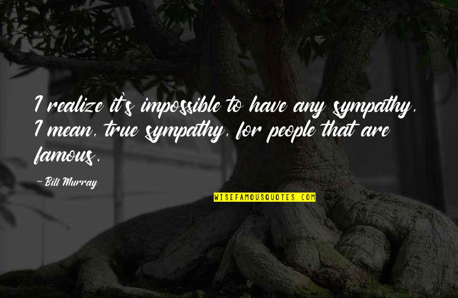 Famous Very True Quotes By Bill Murray: I realize it's impossible to have any sympathy, Famous Very True Quotes By Bill Murray: I realize it's impossible to have any sympathy,