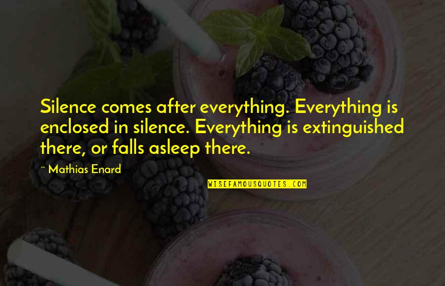 Fanaberia Quotes By Mathias Enard: Silence comes after everything. Everything is enclosed in