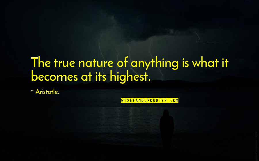 Fanatic Christian Quotes By Aristotle.: The true nature of anything is what it