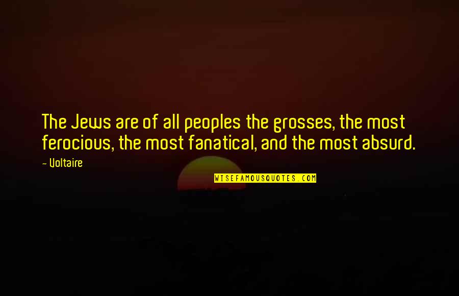 Fanatical Quotes By Voltaire: The Jews are of all peoples the grosses,