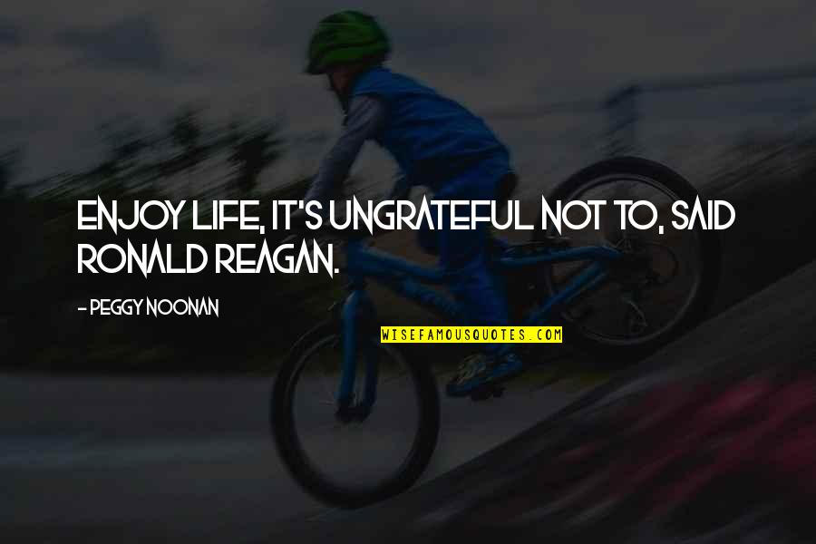 Fanci Quotes By Peggy Noonan: Enjoy life, it's ungrateful not to, said Ronald Fanci Quotes By Peggy Noonan: Enjoy life, it's ungrateful not to, said Ronald