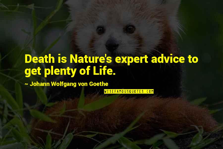 Fancy Cars Quotes By Johann Wolfgang Von Goethe: Death is Nature's expert advice to get plenty