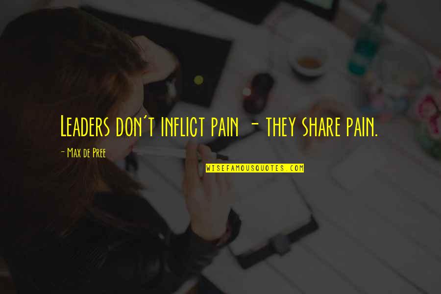 Fangbanger Band Quotes By Max De Pree: Leaders don't inflict pain - they share pain.