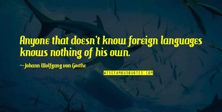 Fanhouse App Quotes By Johann Wolfgang Von Goethe: Anyone that doesn't know foreign languages knows nothing