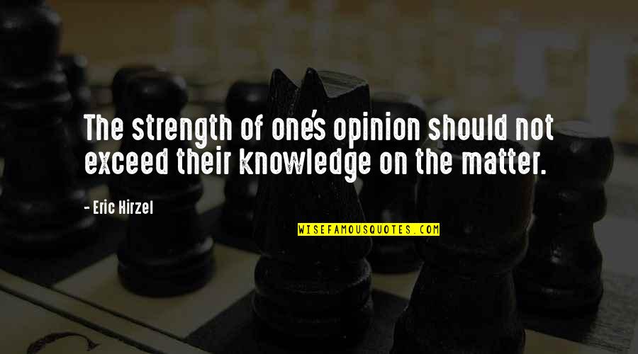 Fantasticality Quotes By Eric Hirzel: The strength of one's opinion should not exceed