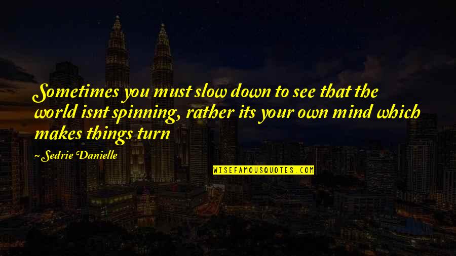 Fantasy Books Quotes By Sedrie Danielle: Sometimes you must slow down to see that