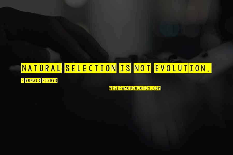 Fantasy Smack Talk Quotes By Ronald Fisher: Natural selection is not evolution. Fantasy Smack Talk Quotes By Ronald Fisher: Natural selection is not evolution.