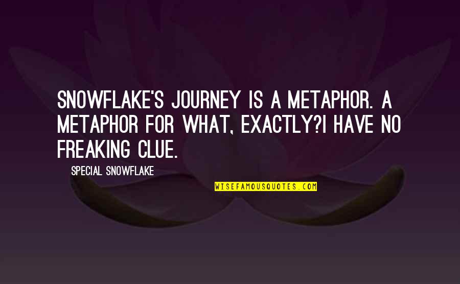 Far Side Of The World Quotes By Special Snowflake: Snowflake's journey is a metaphor. A metaphor for