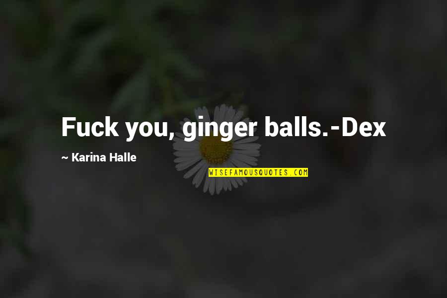 Farallones Quotes By Karina Halle: Fuck you, ginger balls.-Dex