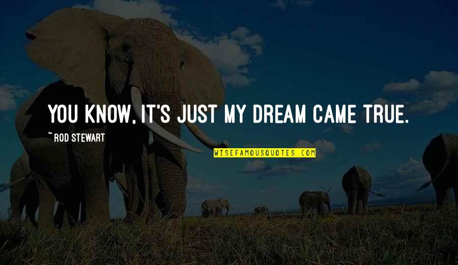 Farhanaz Sharmin Quotes By Rod Stewart: You know, it's just my dream came true.