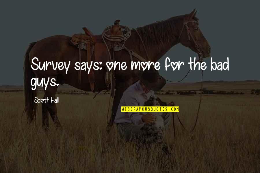 Farmech Quotes By Scott Hall: Survey says: one more for the bad guys. Farmech Quotes By Scott Hall: Survey says: one more for the bad guys.