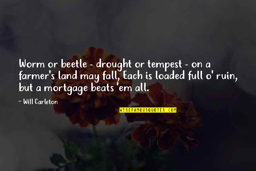 Farmer Quotes By Will Carleton: Worm or beetle - drought or tempest -