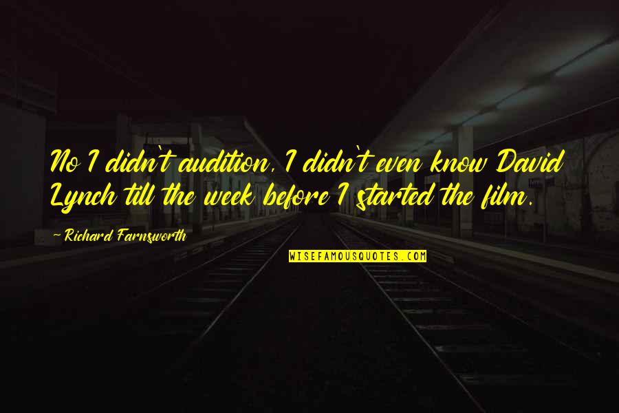 Farnsworth Quotes By Richard Farnsworth: No I didn't audition, I didn't even know
