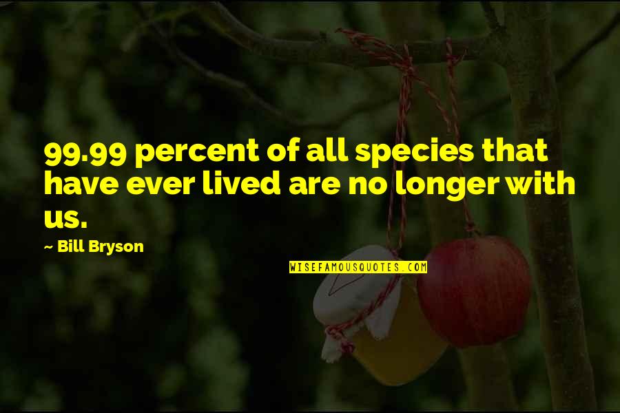 Farooqi And Hussain Quotes By Bill Bryson: 99.99 percent of all species that have ever