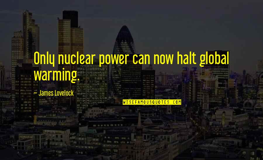 Farrand Enterprises Quotes By James Lovelock: Only nuclear power can now halt global warming.