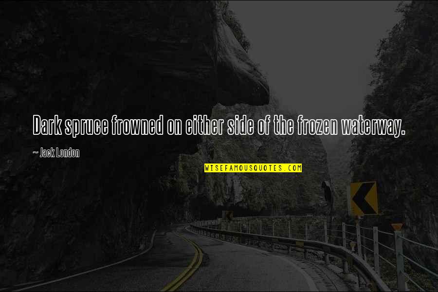 Farrelly Bros Quotes By Jack London: Dark spruce frowned on either side of the