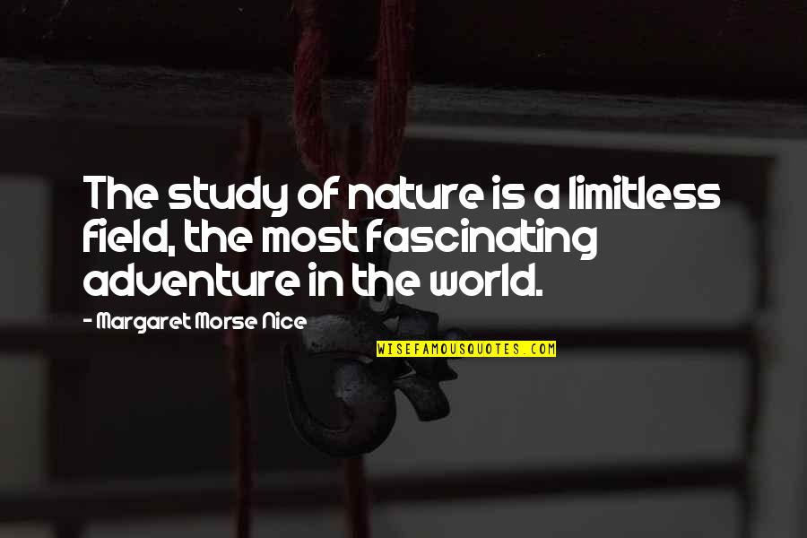 Fascinating Nature Quotes By Margaret Morse Nice: The study of nature is a limitless field,