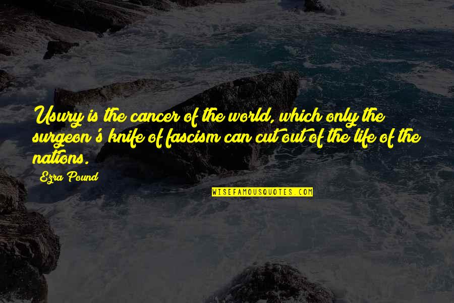 Fascism's Quotes By Ezra Pound: Usury is the cancer of the world, which Fascism's Quotes By Ezra Pound: Usury is the cancer of the world, which