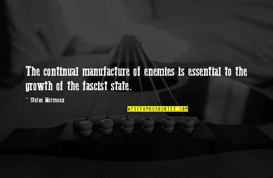 Fascist Quotes By Stefan Molyneux: The continual manufacture of enemies is essential to